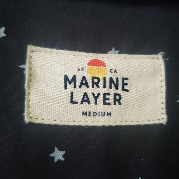 Marine Layer Sahara LS Relaxed womens Shirt Starry print sz medium black button - Picture 7 of 16